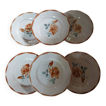 6 assiettes plates anciennes Digoin et Sarreguemines