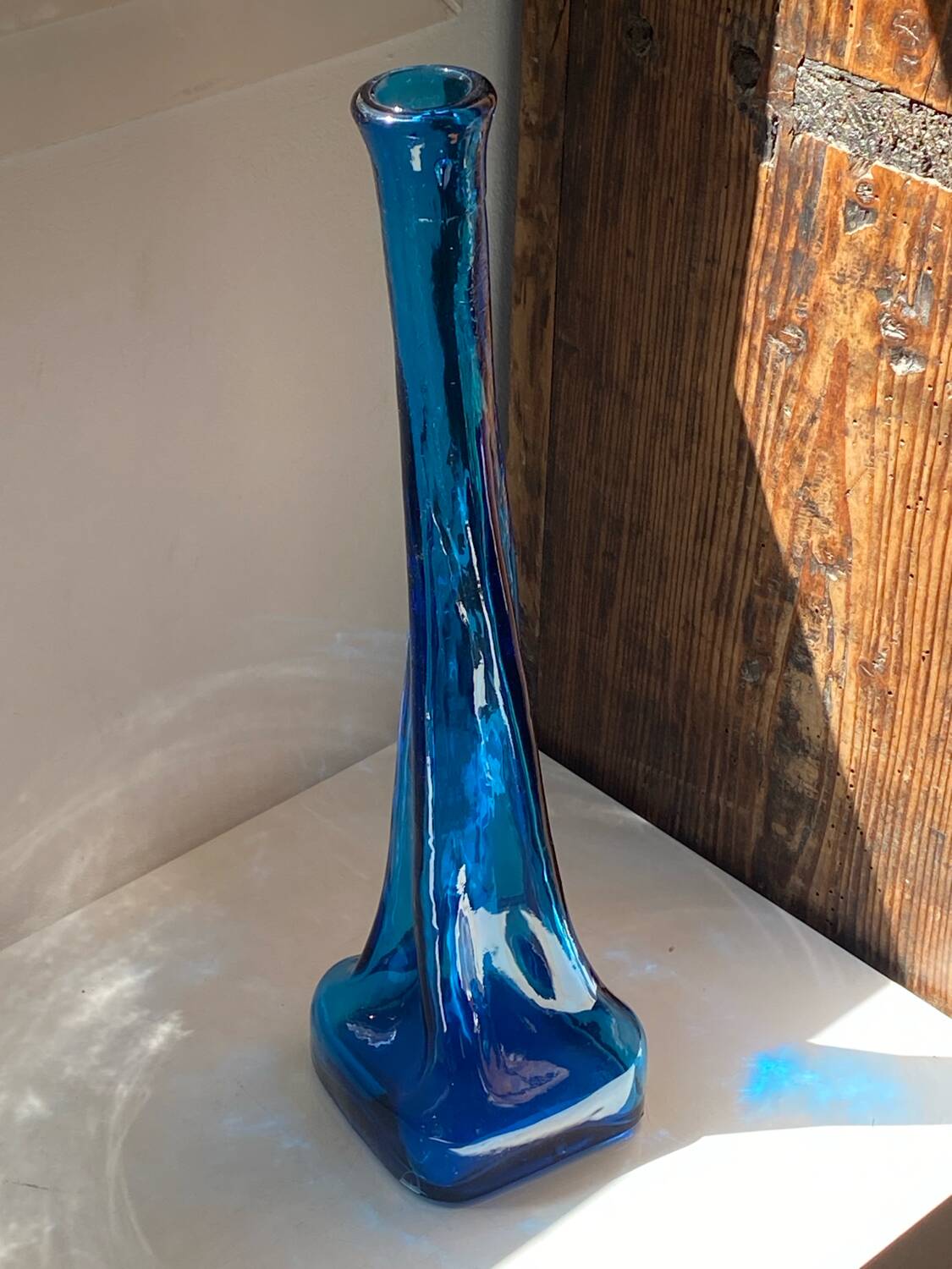 Blue glass vase, 1960s, Gunther Lambert