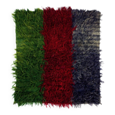 Vintage Hand-Knotted Tulu Rug with Green, Red and Navy Blue Color. 100% Mohair Wool