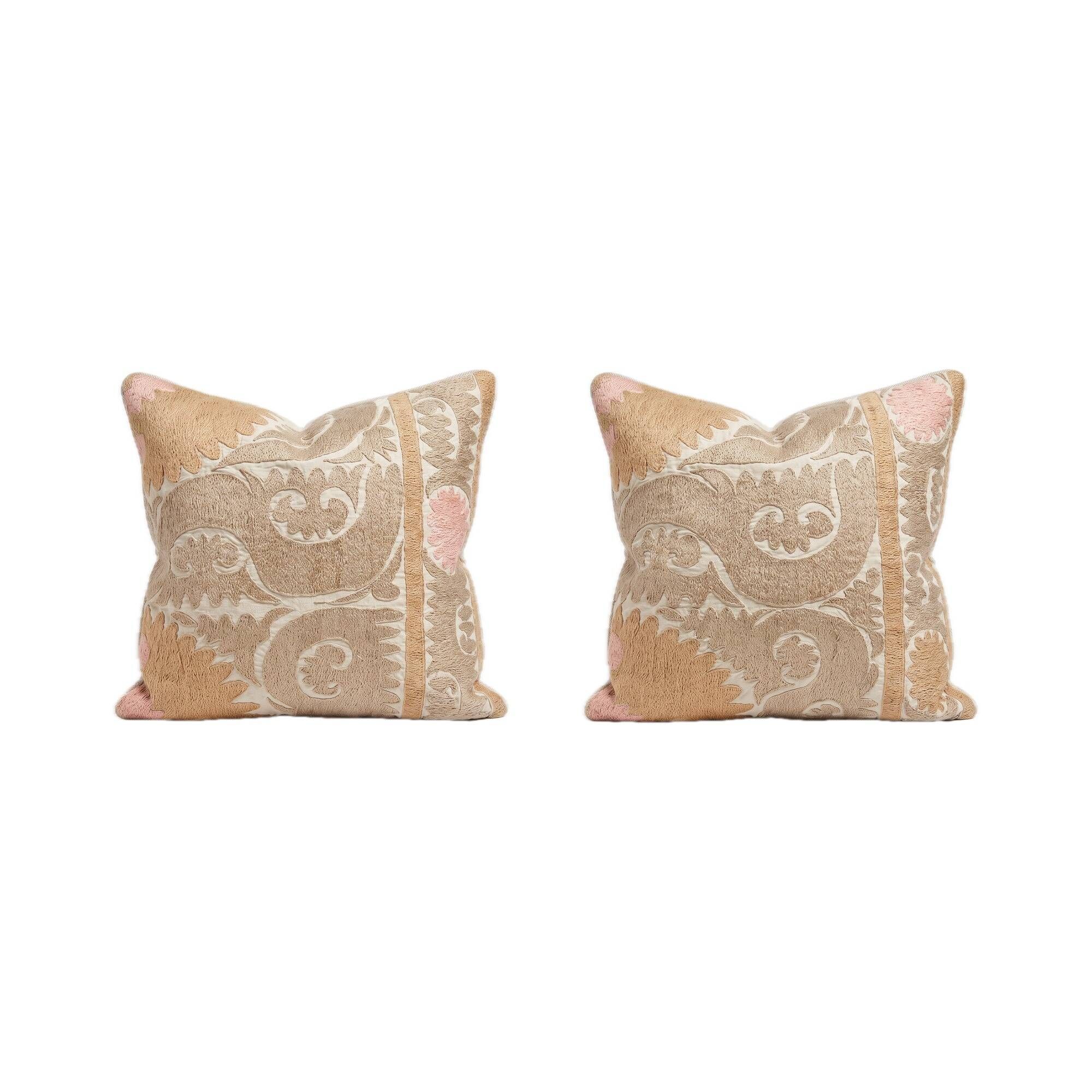 Set of 2 vintage embroidered cushion covers 59x66 cm