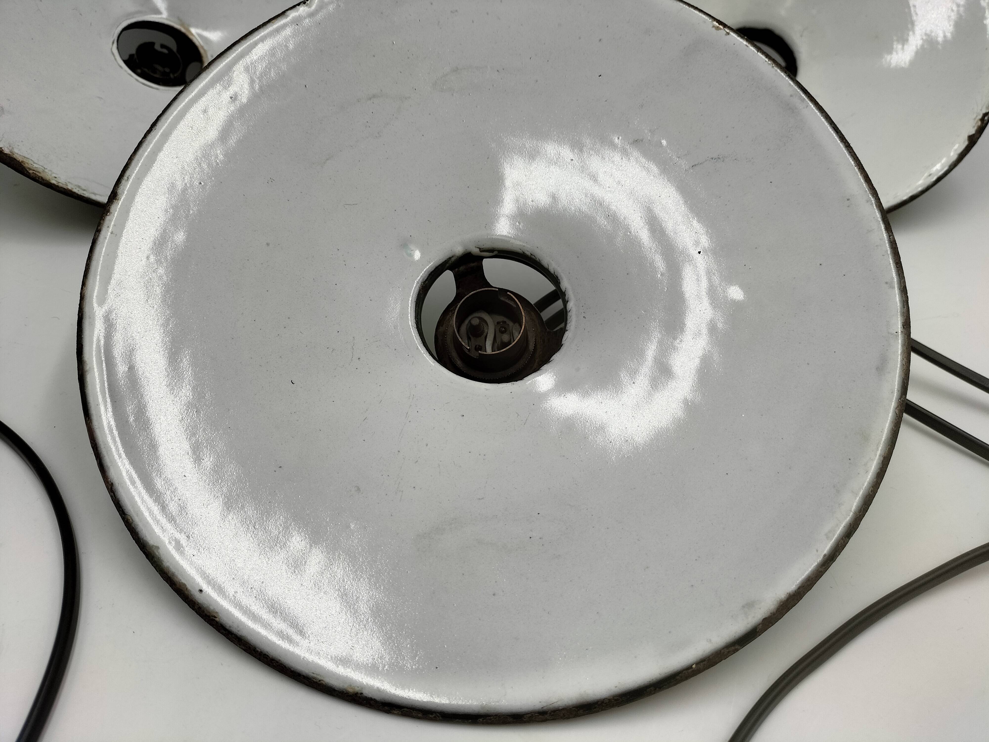 Enameled sheet metal pendant lights