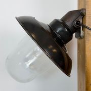 Vintage Industrial Black Enamel and Cast Iron Wall Lamp, 1960s