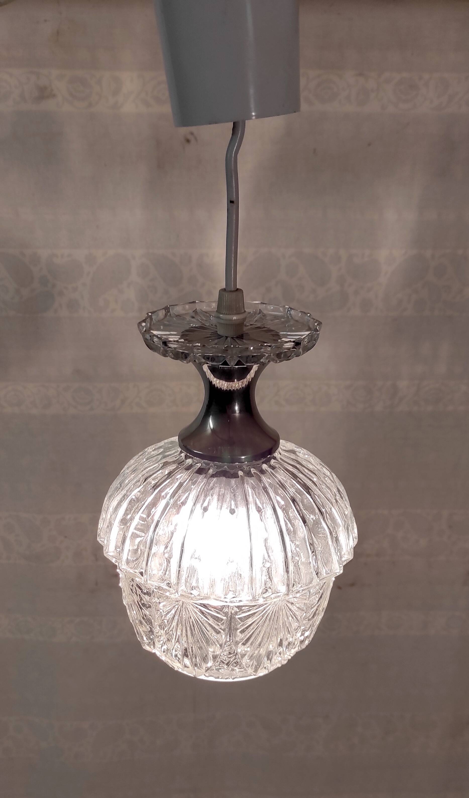 Glass and chrome metal suspension - mid 20th century