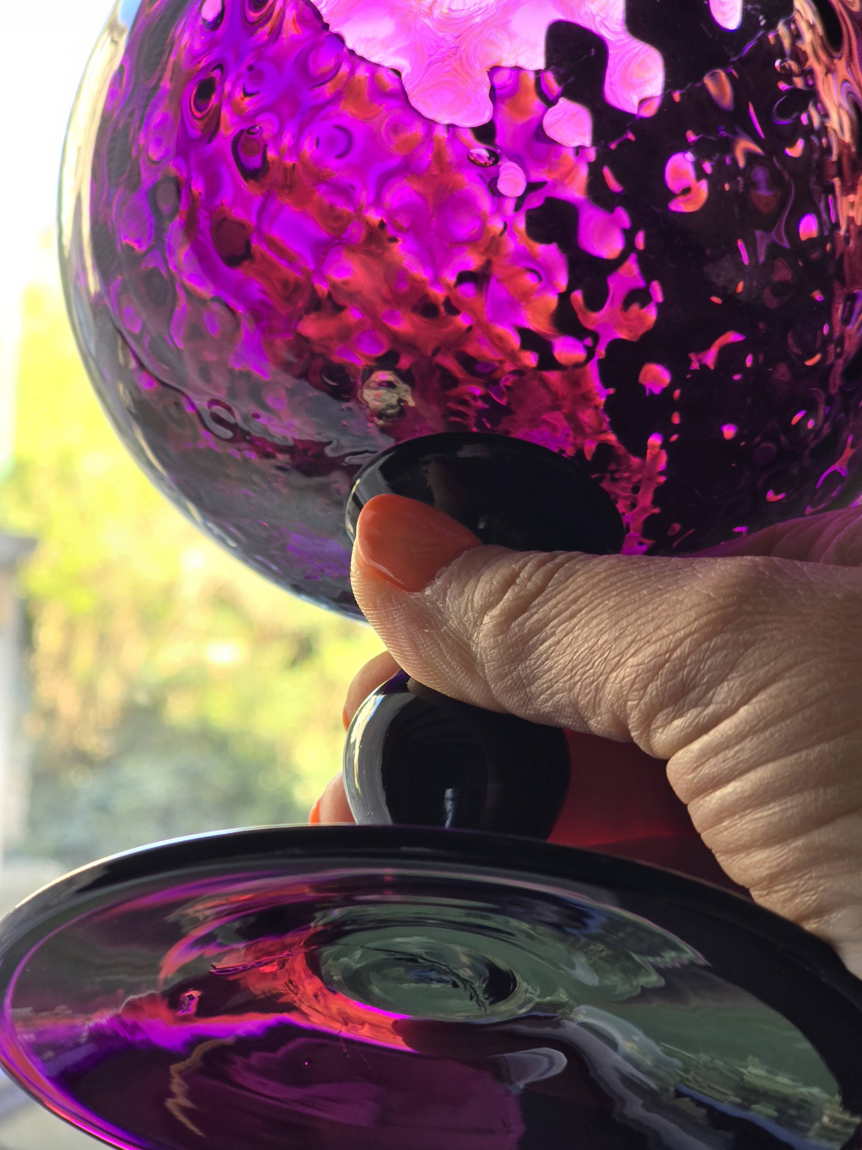 Cup, Empoli Amethyst glass. Italian art, hand-blown, 1950s.