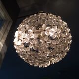 Vintage floral ball hanging lamp, 3 lights 60s