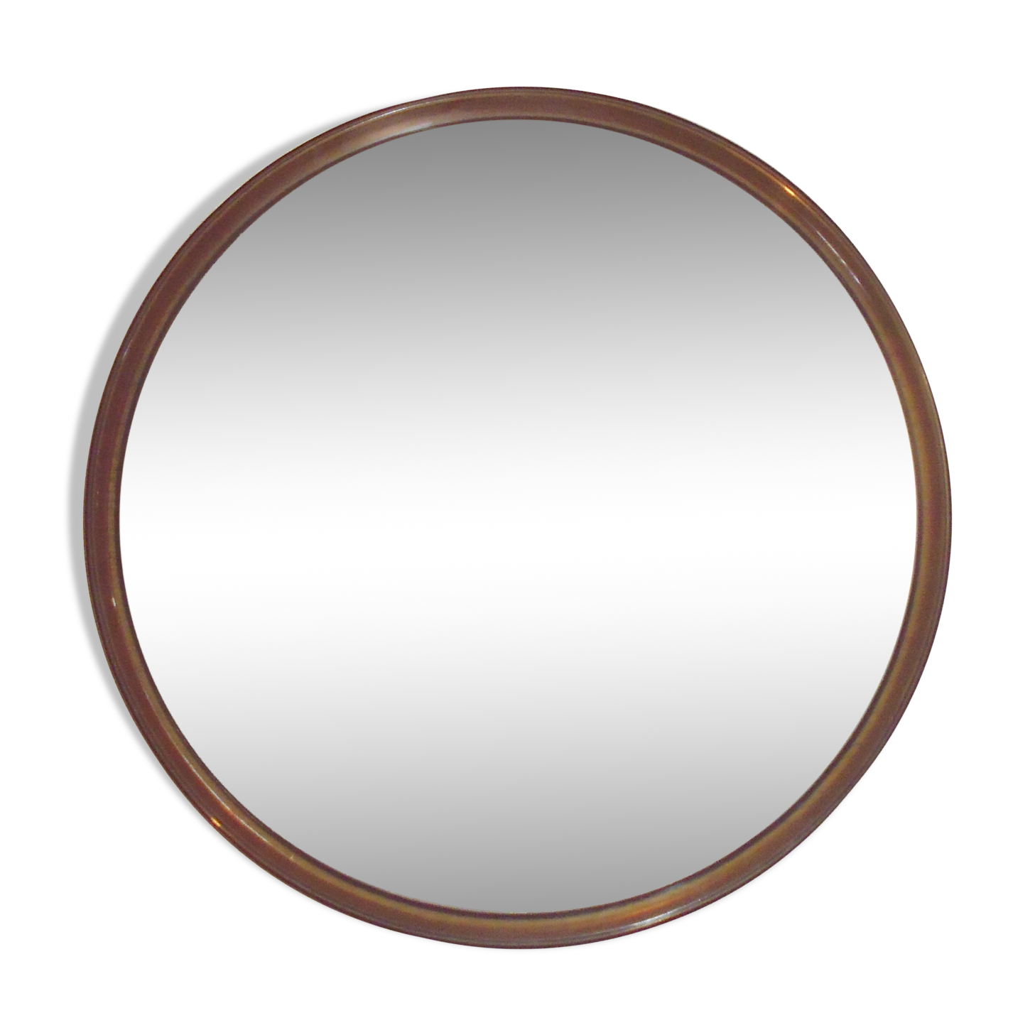 Vintage Smoked Gilac Round Mirror - 51 cm