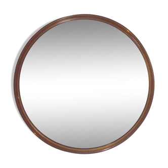 Vintage Smoked Gilac Round Mirror - 51 cm