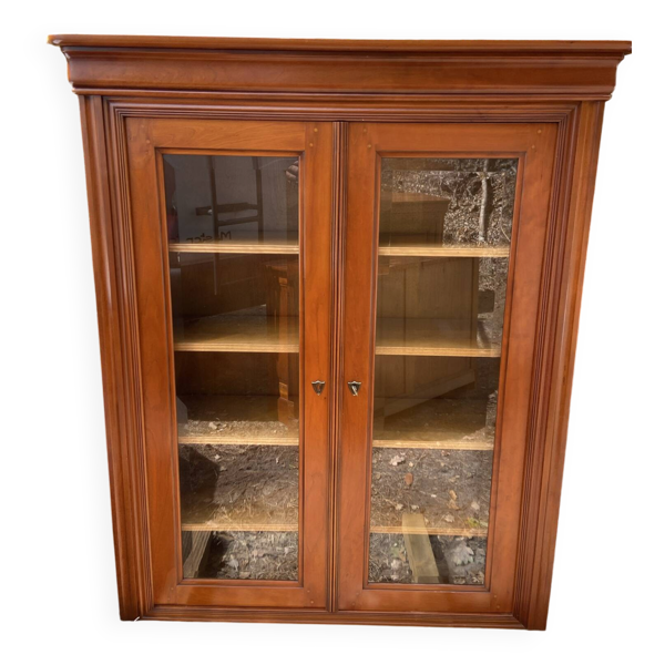 Vitrine/bibliothèque en bois massif années 70
