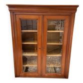 Vitrine/bibliothèque en bois massif années 70