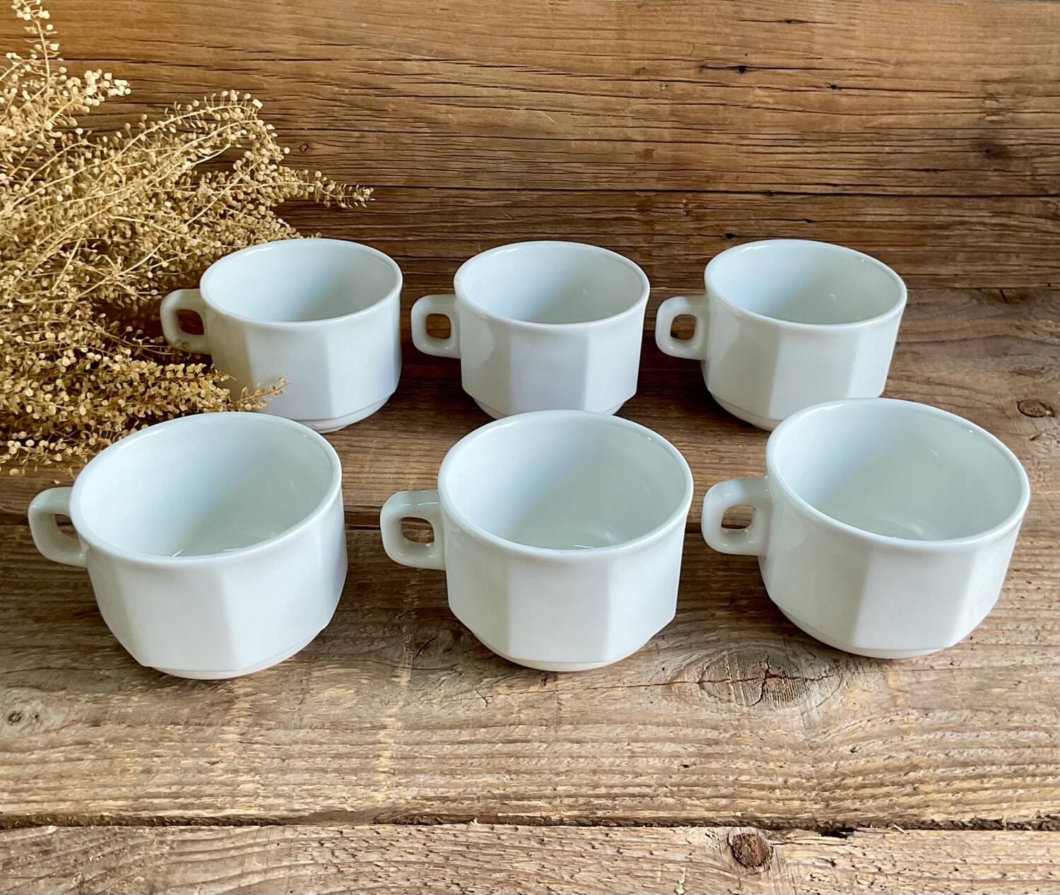 6 large octagonal cups sarreguemines france