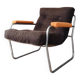 Fauteuil lounge style G.Lundgren pour Ikea, velours & tubes chromés 1970