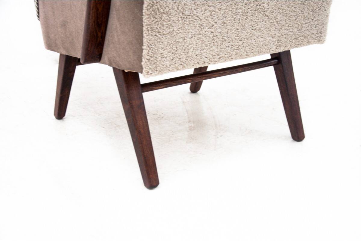 Art Deco beige boucle armchair, Czech Republic