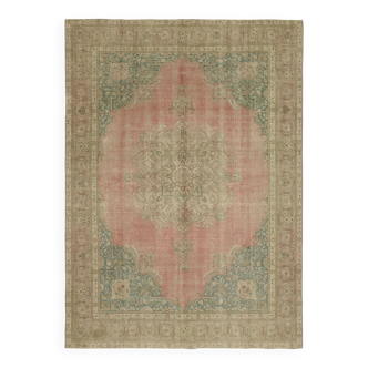 Tapis de laine beige fait à la main turc contemporain des années 1980 286 cm x 390 cm