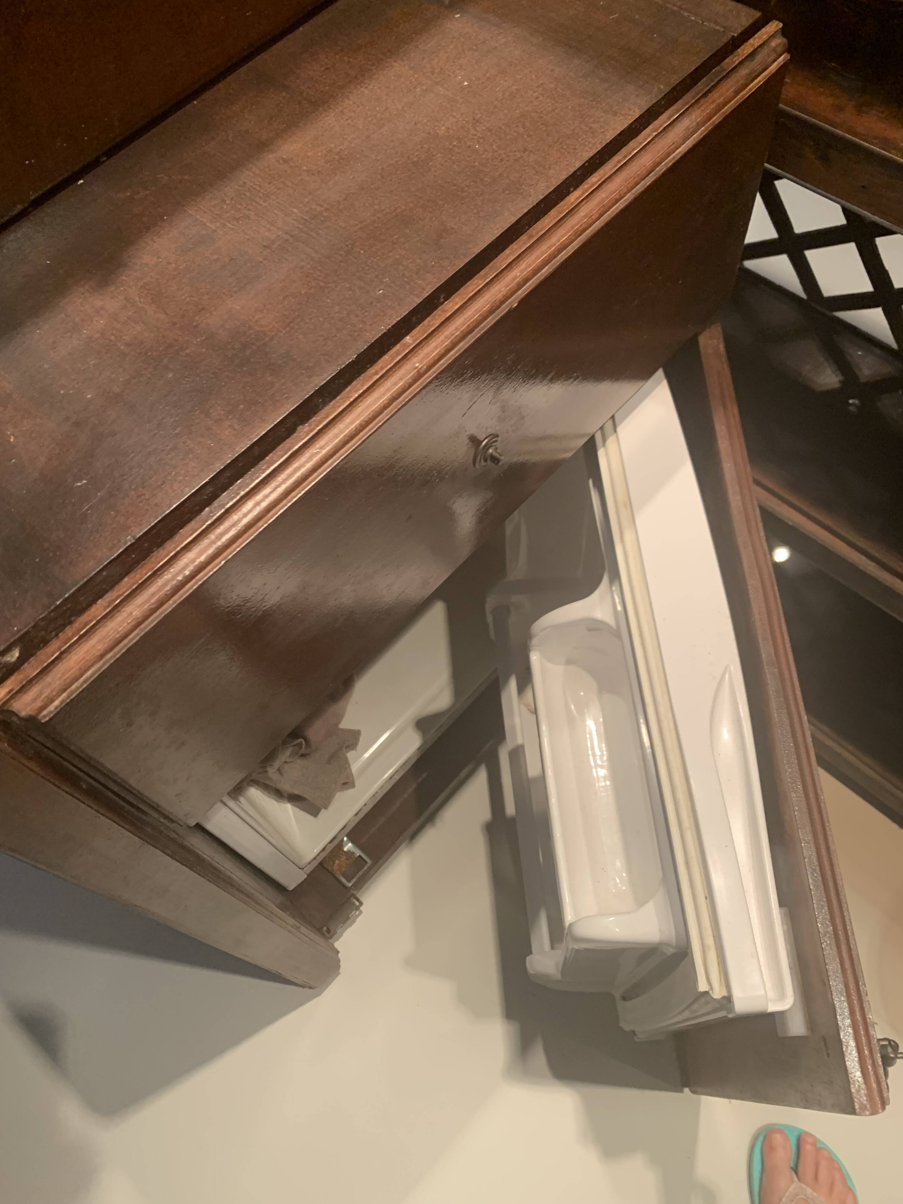 Vintage corner bar with fridge, corner unit/sink