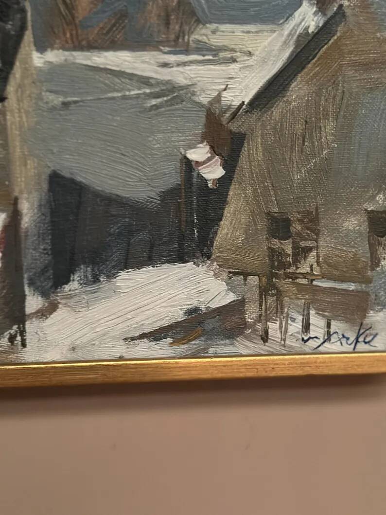 Original Dutch Oil on Canvas – “Rooftops” by Adrian van Arkel (1924–2006)