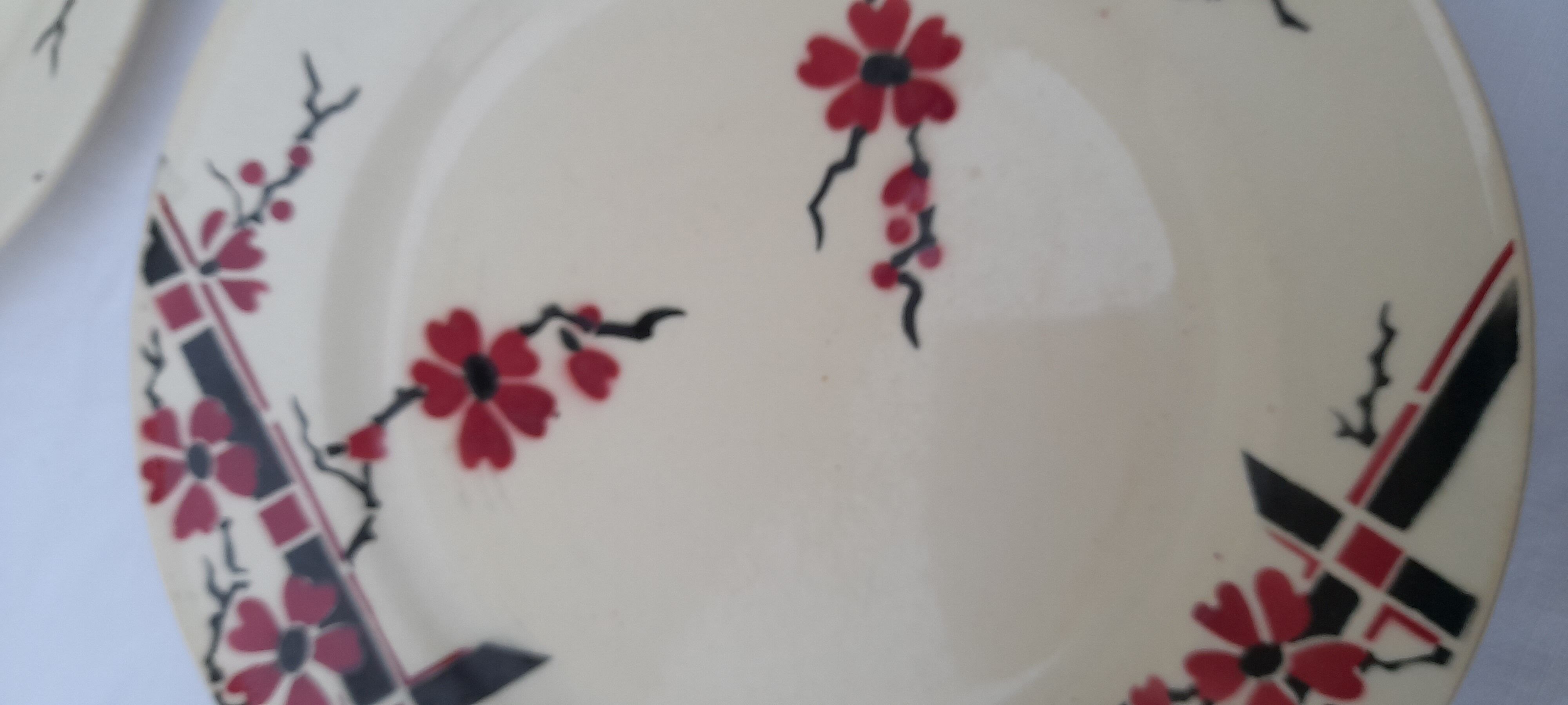 7 flat earthenware plates Moulin des loups & Hamage model Bagatelle diam 23.5 cm