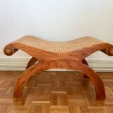 Colonial footstool, foot caned teak