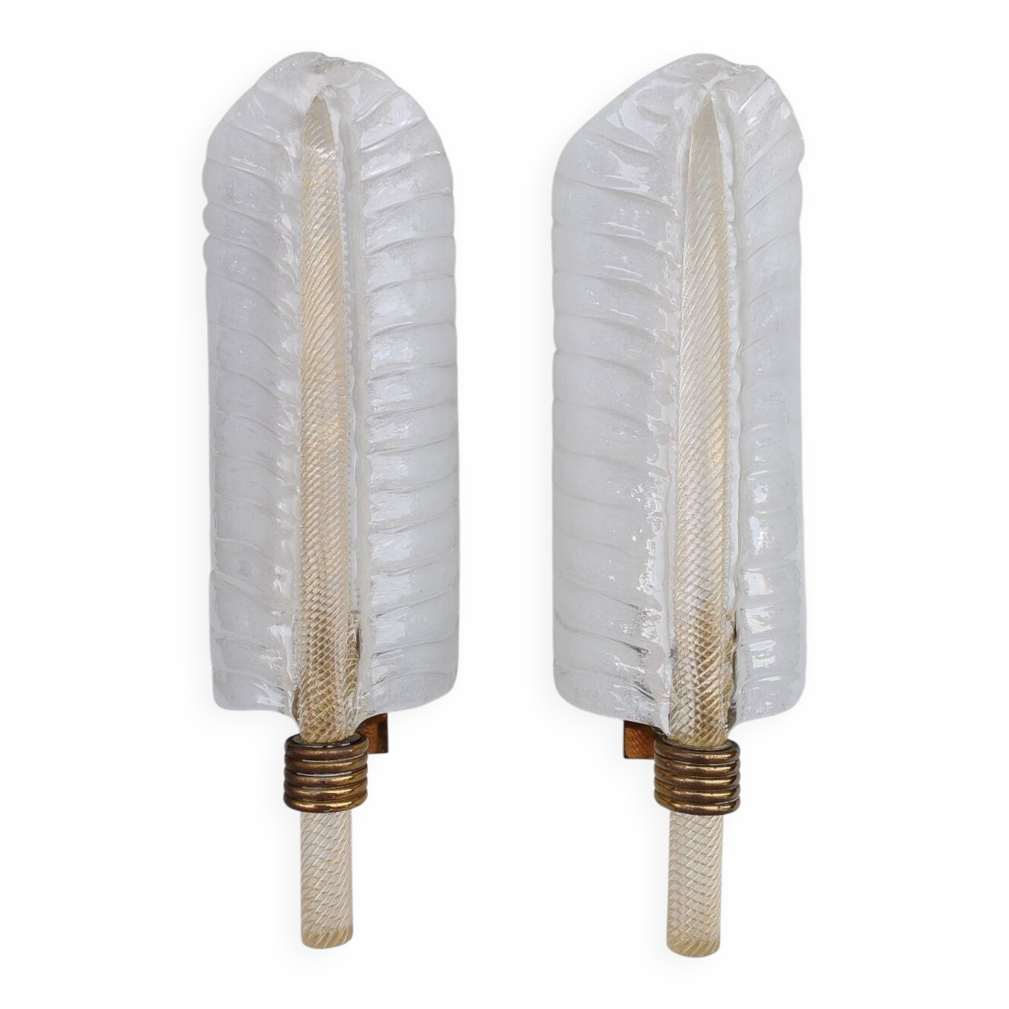 Pair of Murano glass wall sconces by Barovier and Toso.