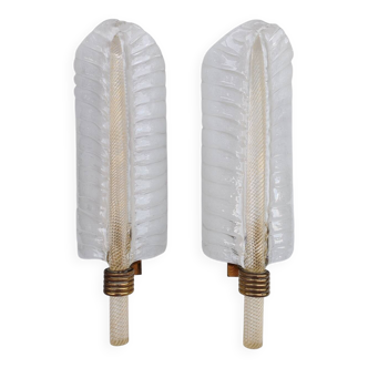 Pair of Murano glass wall sconces by Barovier and Toso.
