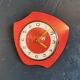 Vintage formica clock asymmetrical silent wall clock "Red Junghans"