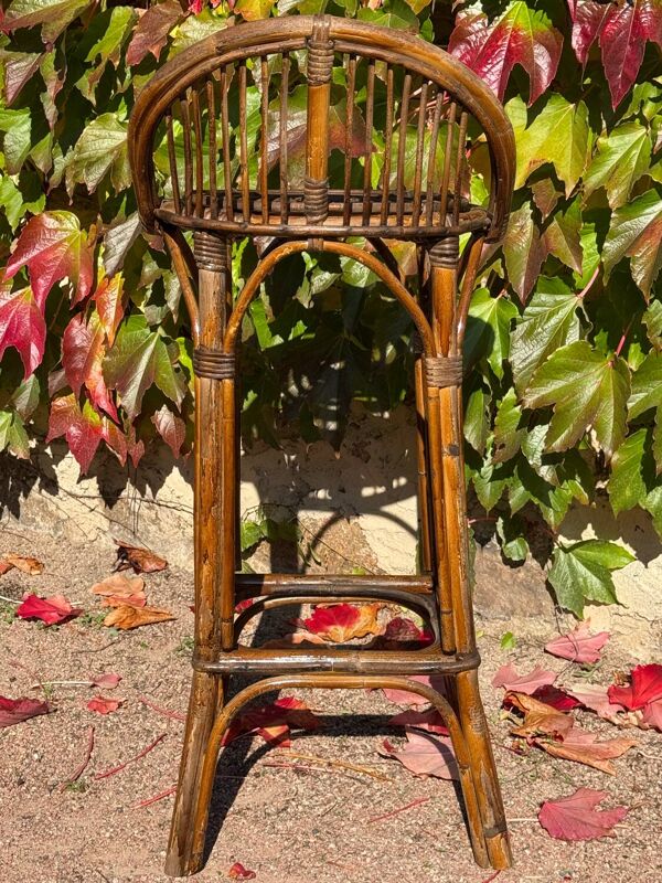Paire de tabourets en rotin, France années 60