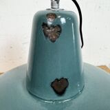 Large Industrial Petrol Enamel Factory Pendant Lamp, 1960s