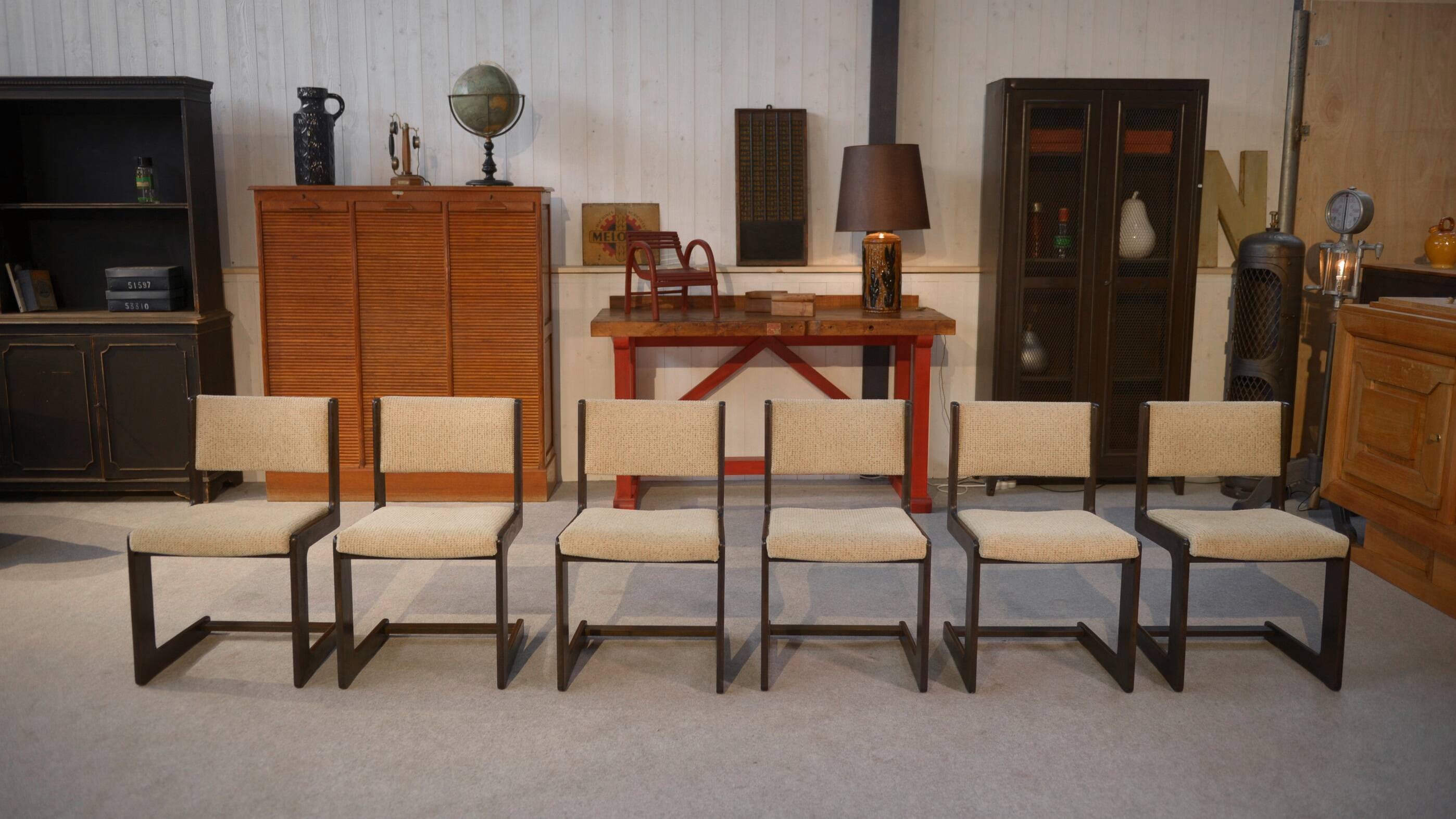 Set of 6 CASALA chairs in dark oak, 1970s