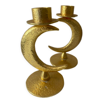 Pair of moon and gold candlesticks