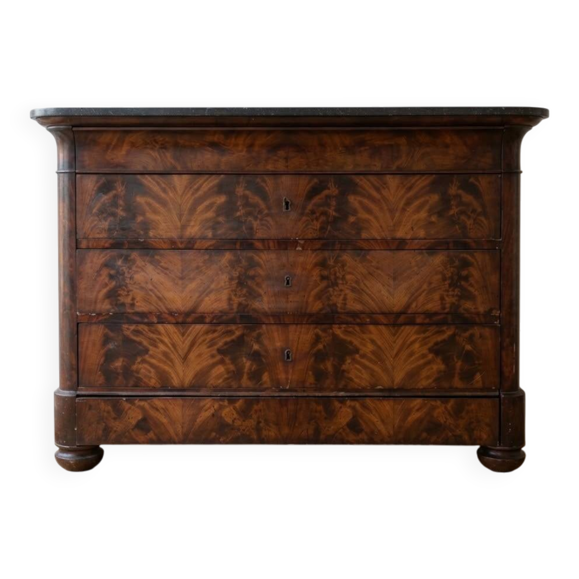 Antique Louis-Philippe commode in wood and marble