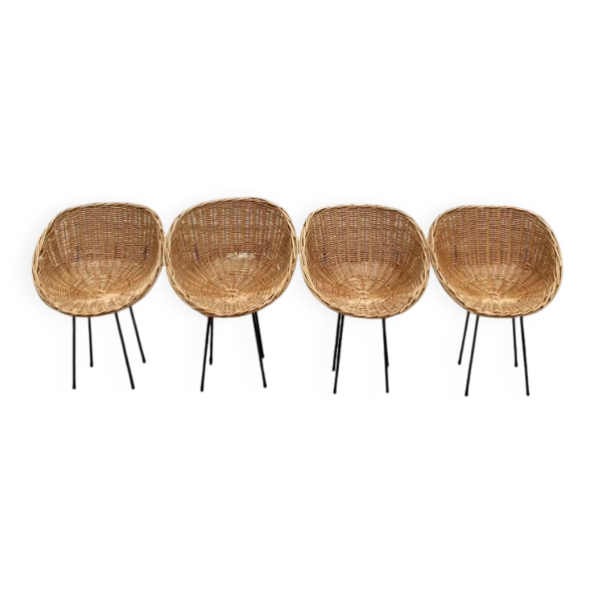 4 rattan chairs from 1950