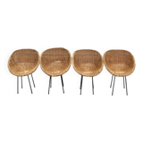 4 rattan chairs from 1950