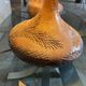 Pair of vintage Vallauris scarified seagrass stoneware lamps and rope lampshade