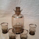 Vintage port service in smoked glass, silver décor with orange fillet