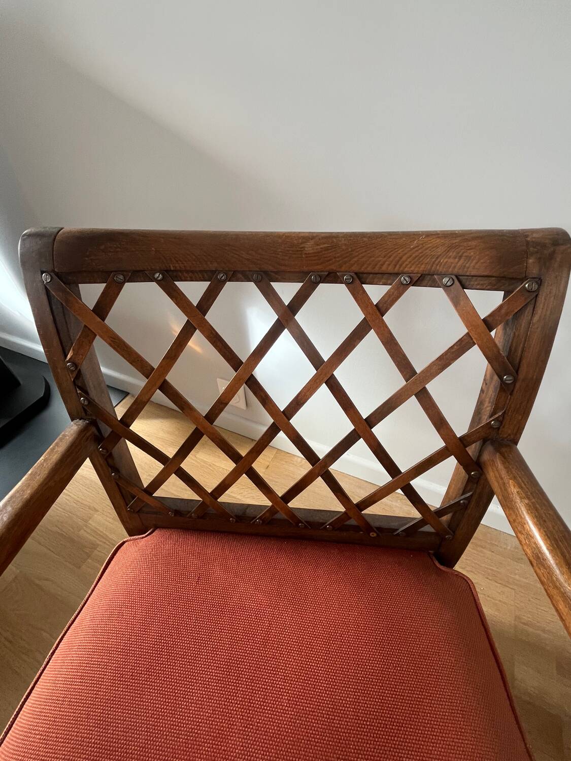 2 fauteuils vintage en bois et tissu