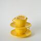 Set of 5 Badonviller lemon yellow cups and saucers, 1960