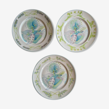 Set of 3 Limoges porcelain plates