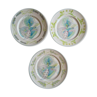 Set of 3 Limoges porcelain plates