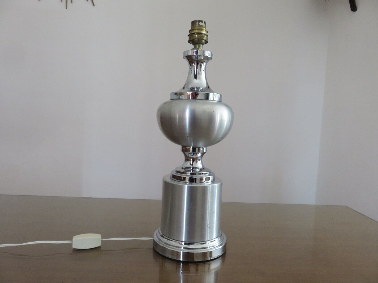 Brushed aluminum lamp and chrome aluminum typical 70s