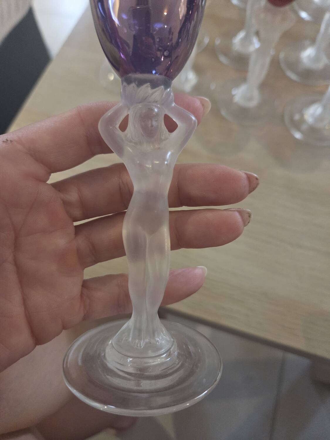 Lot of 14 Royal Bayel Crystal Glasses. Caryatid/Venus Stems