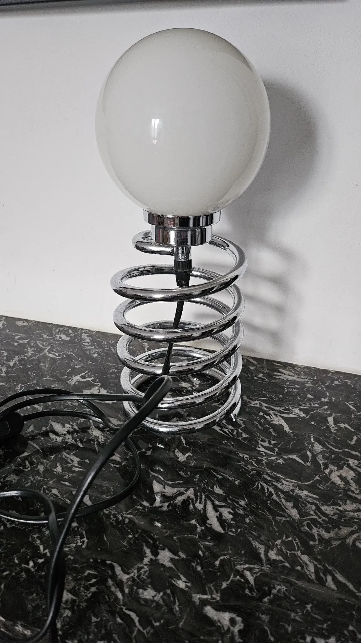 Table lamp "Spiral" Space Age style in chrome steel – 1990s