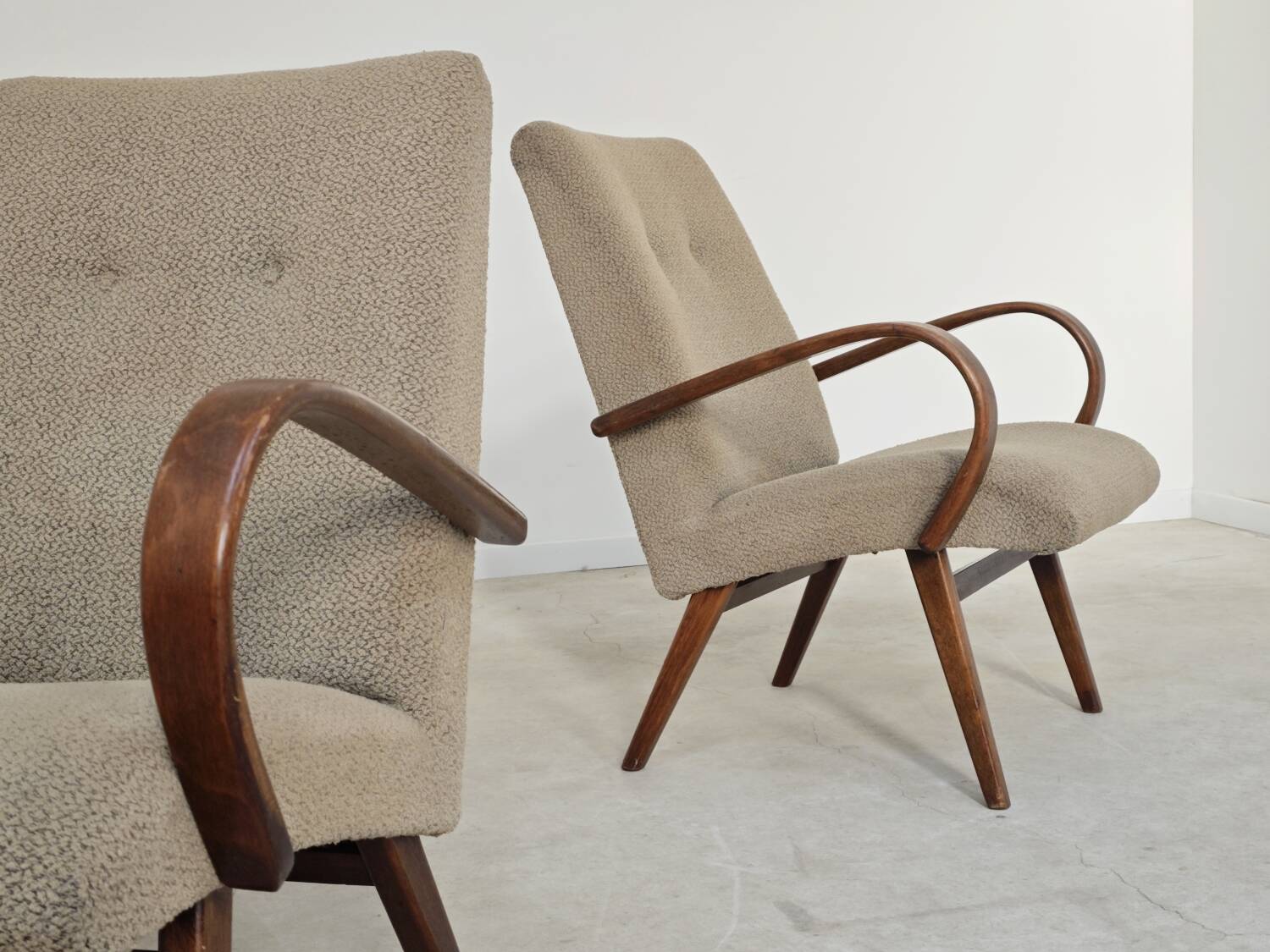 Pair of grey mottled armchairs by Jaroslav Smidek for TON Bystrice