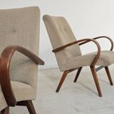 Pair of grey mottled armchairs by Jaroslav Smidek for TON Bystrice