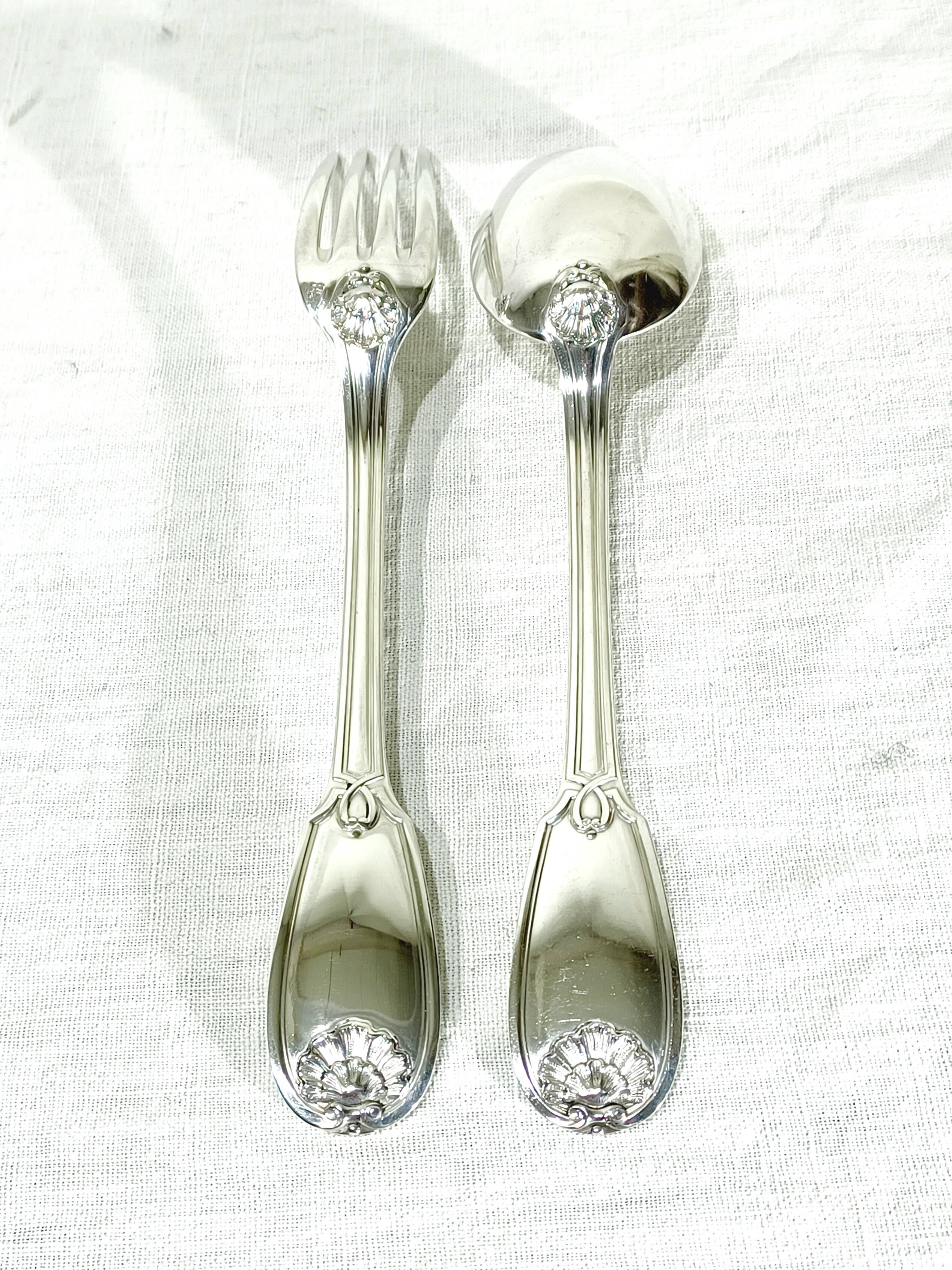 12 Louis XIV style silver cutlery sets