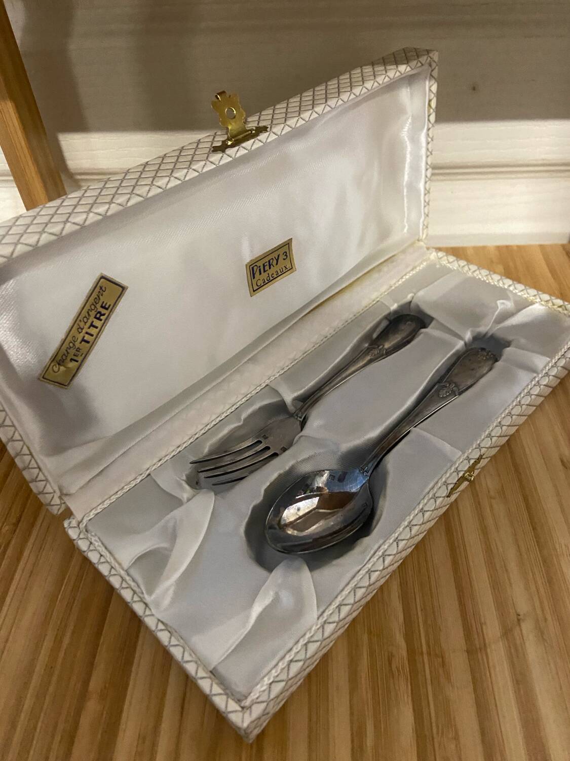 Baptismal cutlery with their box