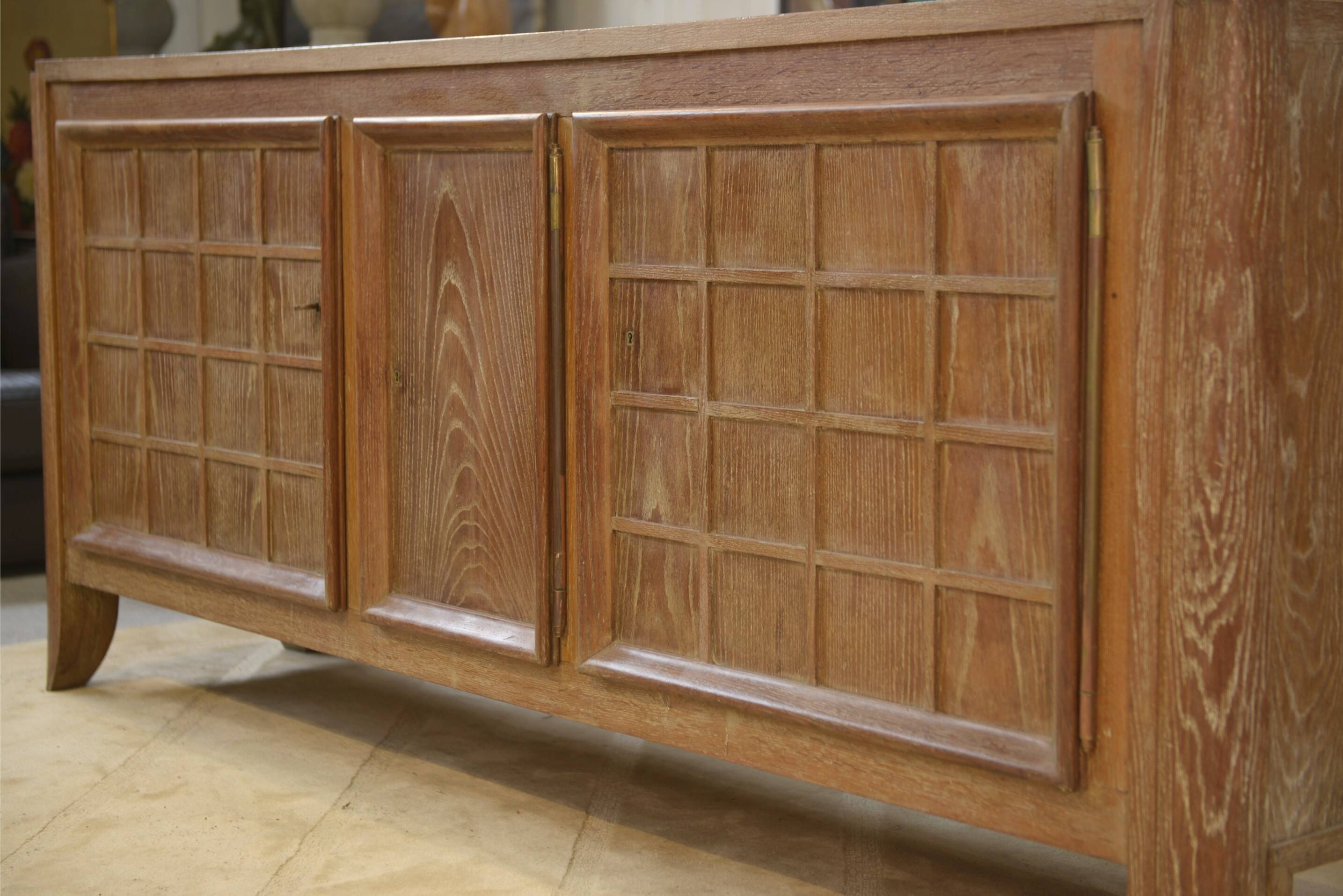 Cerused oak sideboard signed Maurice Rinck 1940s