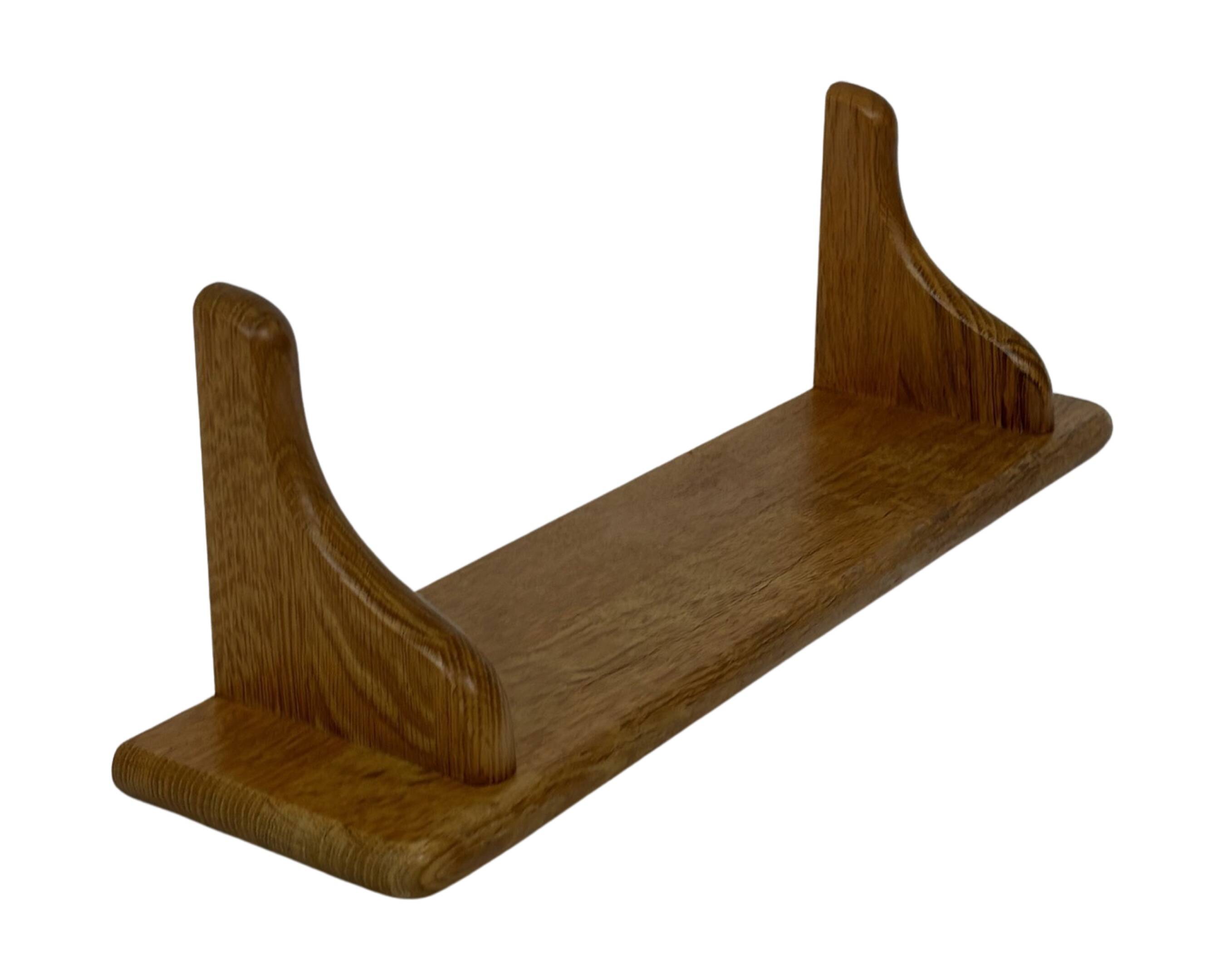 Vintage oak wall rack book shelf 1970s wood minimalist design