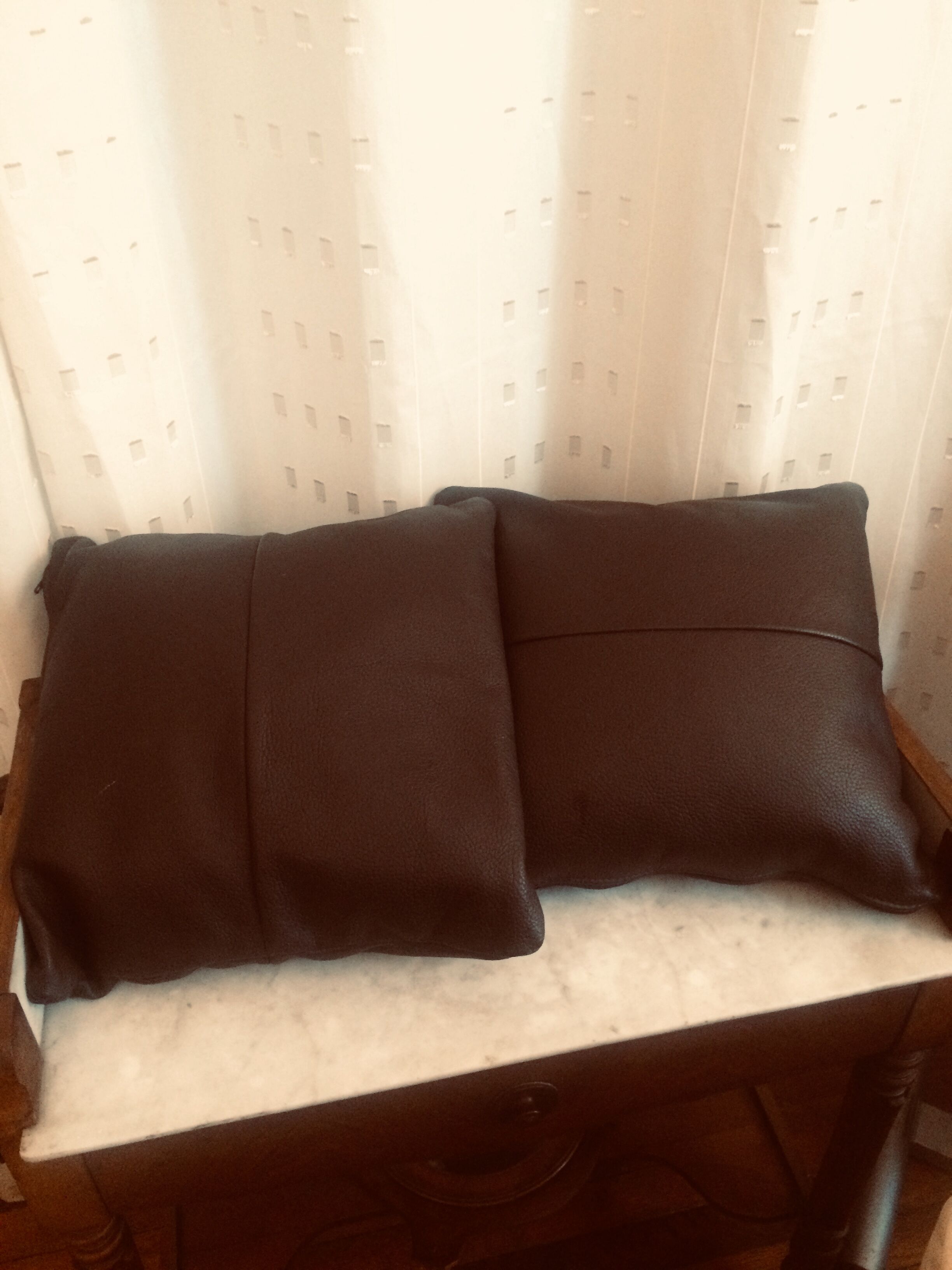 Lot of 2 leather cushions