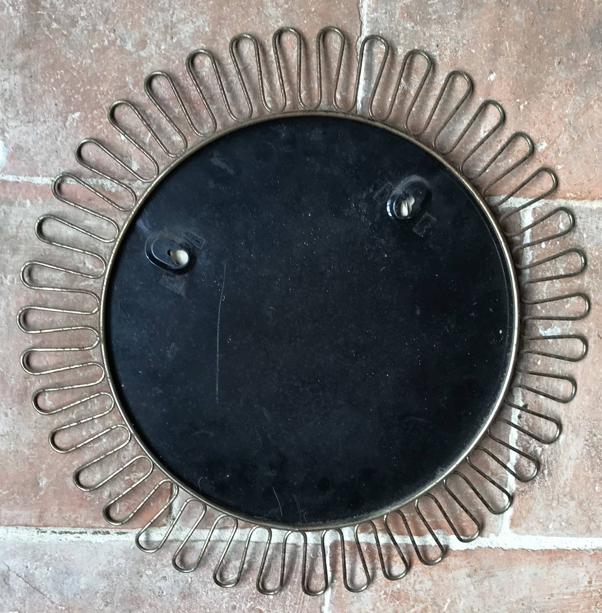 Vintage round sun-shaped mirror in the style of Josef Frank.