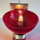 Pair of 62 cm murano torchere wall lights in red tinted glass and brass