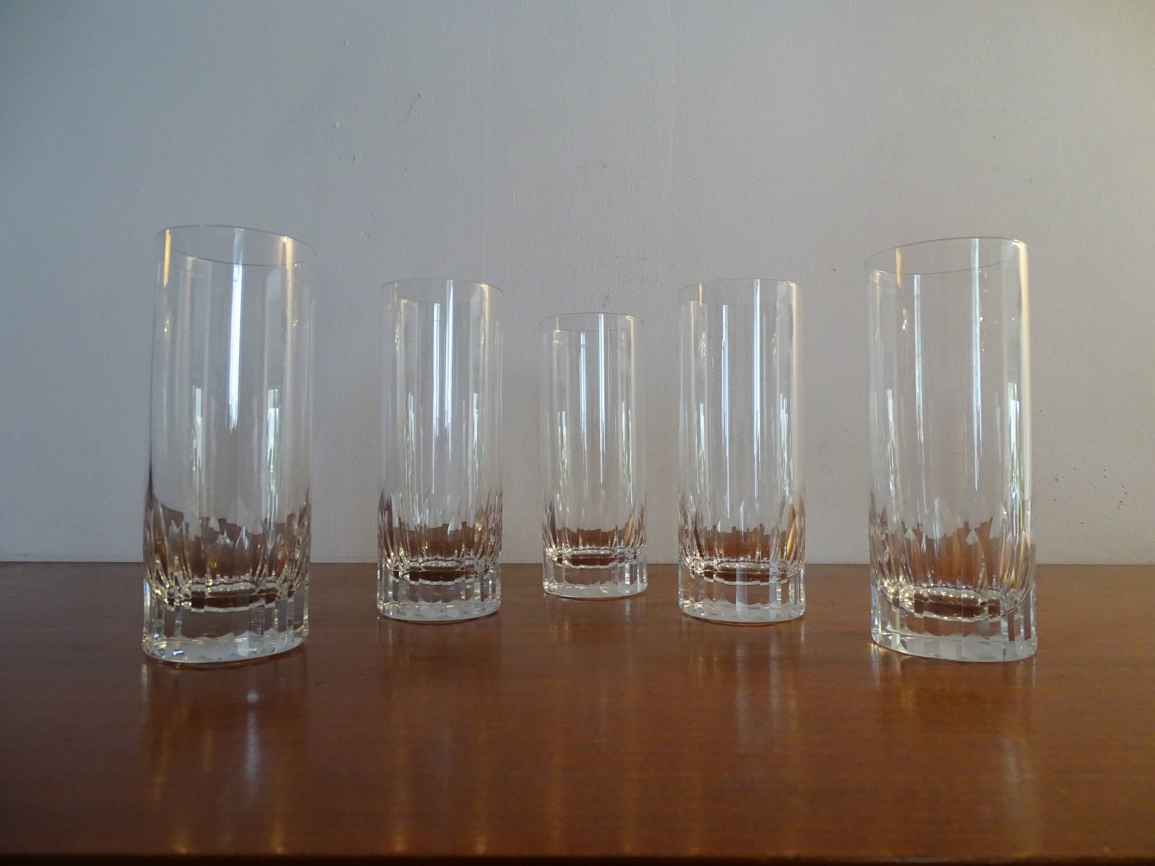 5 old baccarat crystal orangeade glasses, cassino model - 15.5 cm